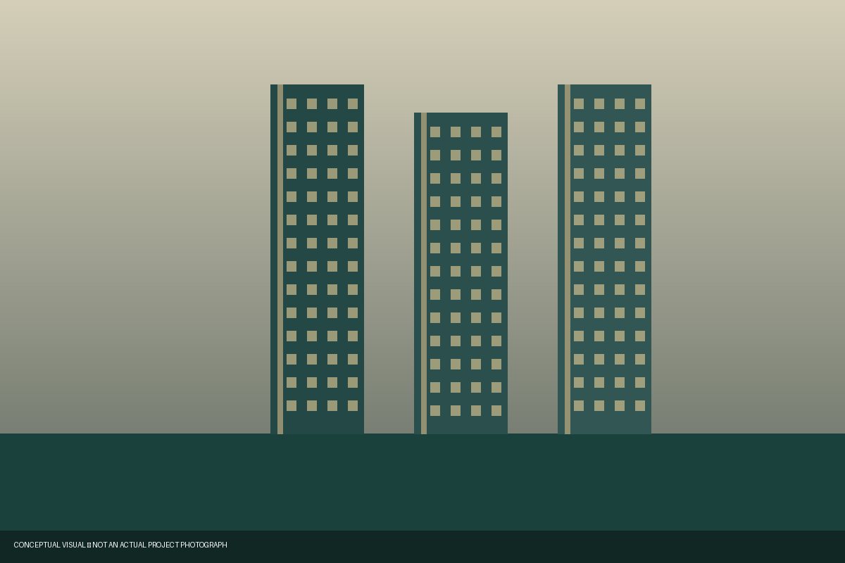 Exterior visualization of luxury residential towers